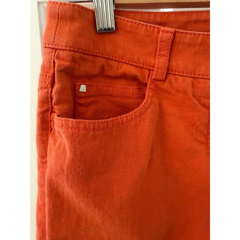 Akris Straight Leg Trousers Orange Size 4 Cotton Slim Fit